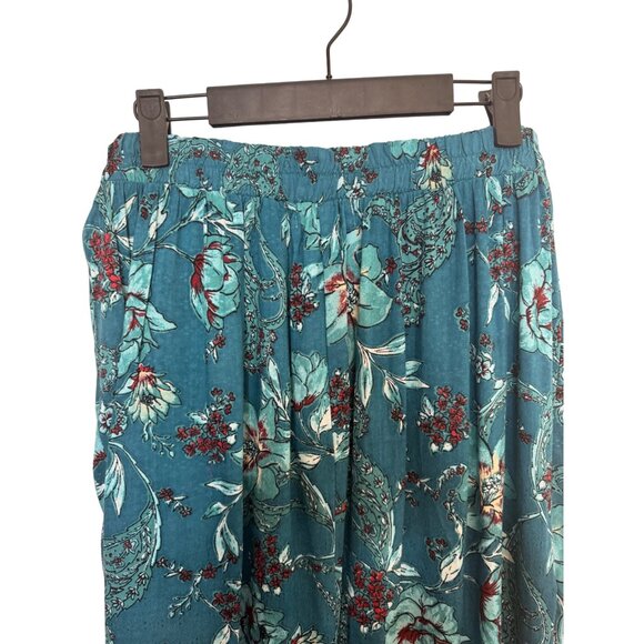 NWT Band Of The Free Large In Floral Print Boho Teal Red Aqua Maxi Skirt - Picture 8 of 16